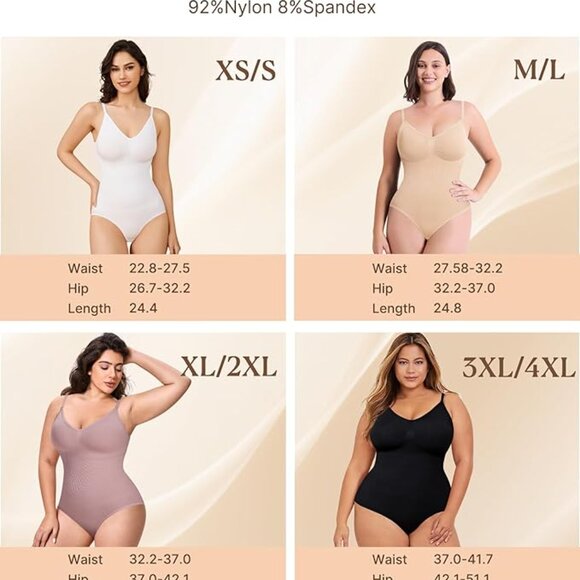 BRABIC Womens' Seamless Sleeveless V-Neck Bodysuit Shapewear Size M/L - Picture 4 of 5